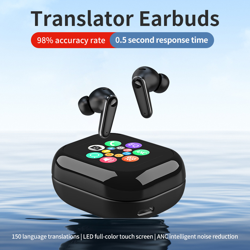 Sports Earphone Hook - OWS調整可能な角度のイヤーフック型ワイヤレスBluetooth翻訳イヤホン、充電ケース付きスポーツヘッドホン